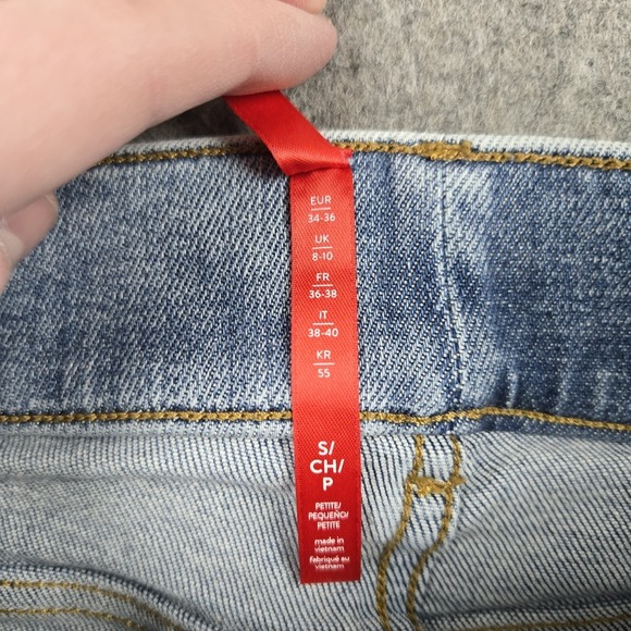 Spanx Kick Flare Jeans Womens Small Blue Denim Pull On Wide Leg Cropped - Picture 6 of 16